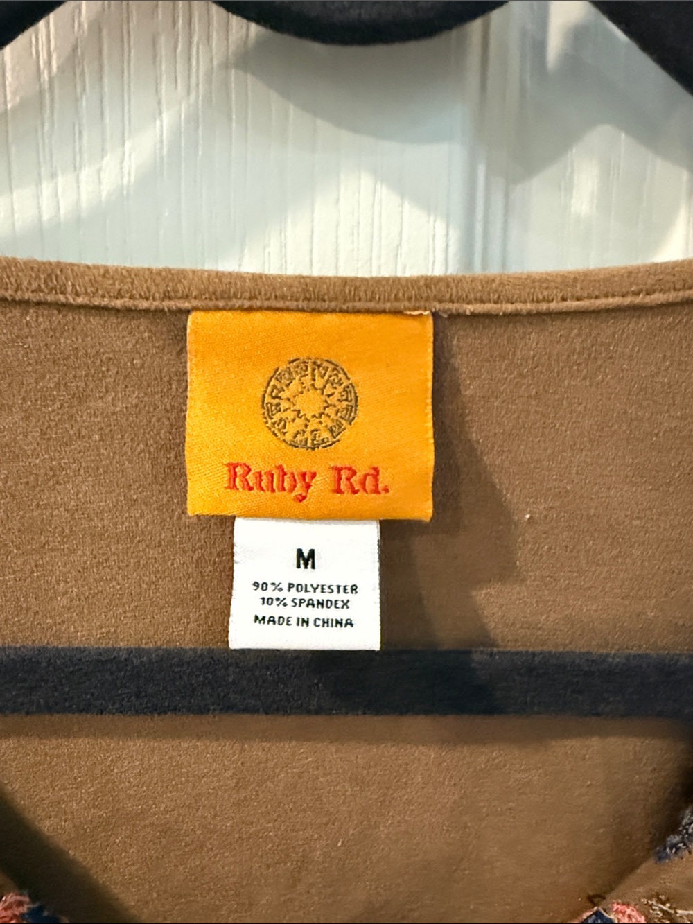 Ruby Rd. Brown Embroidered V-Neck Tassel Tunic - Picture 2 of 4